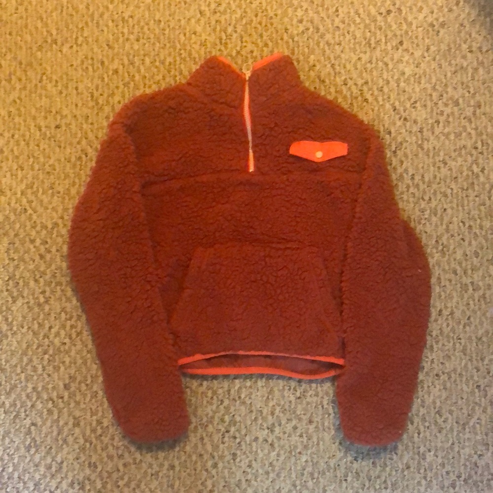 Fuzzy cropped zip up